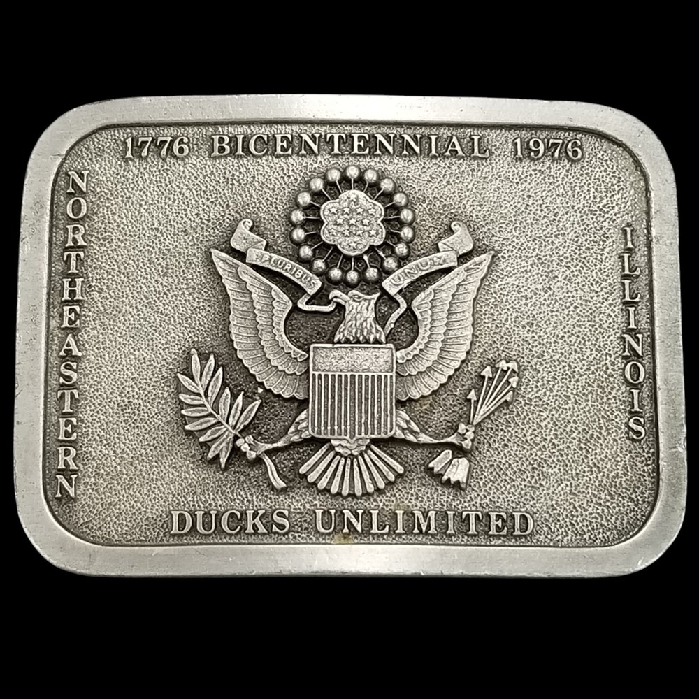 1976 Bicentennial Ducks Unlimited Belt‎ Buckle Illinois Bergamot Brass Works